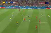 صحنه گل دوم بلژیک به برزیل با شوت فوق العاده دی بروینه
