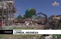 مدفون شدن ده‌ها نمازگزار زیر آوار یک مسجد در زلزله شدید اندونزی