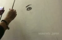 آموزش تصویری طراحی چهره با تکنیک سیاه قلم روی بوم