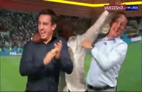 خوشحالی جالب ایان رایت و گری نویل پس از صعود انگلیس به دور بعد جام جهانی