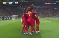 صحنه گل اول بلژیک به برزیل گل به خودی فرناندینیو در جام جهانی 2018